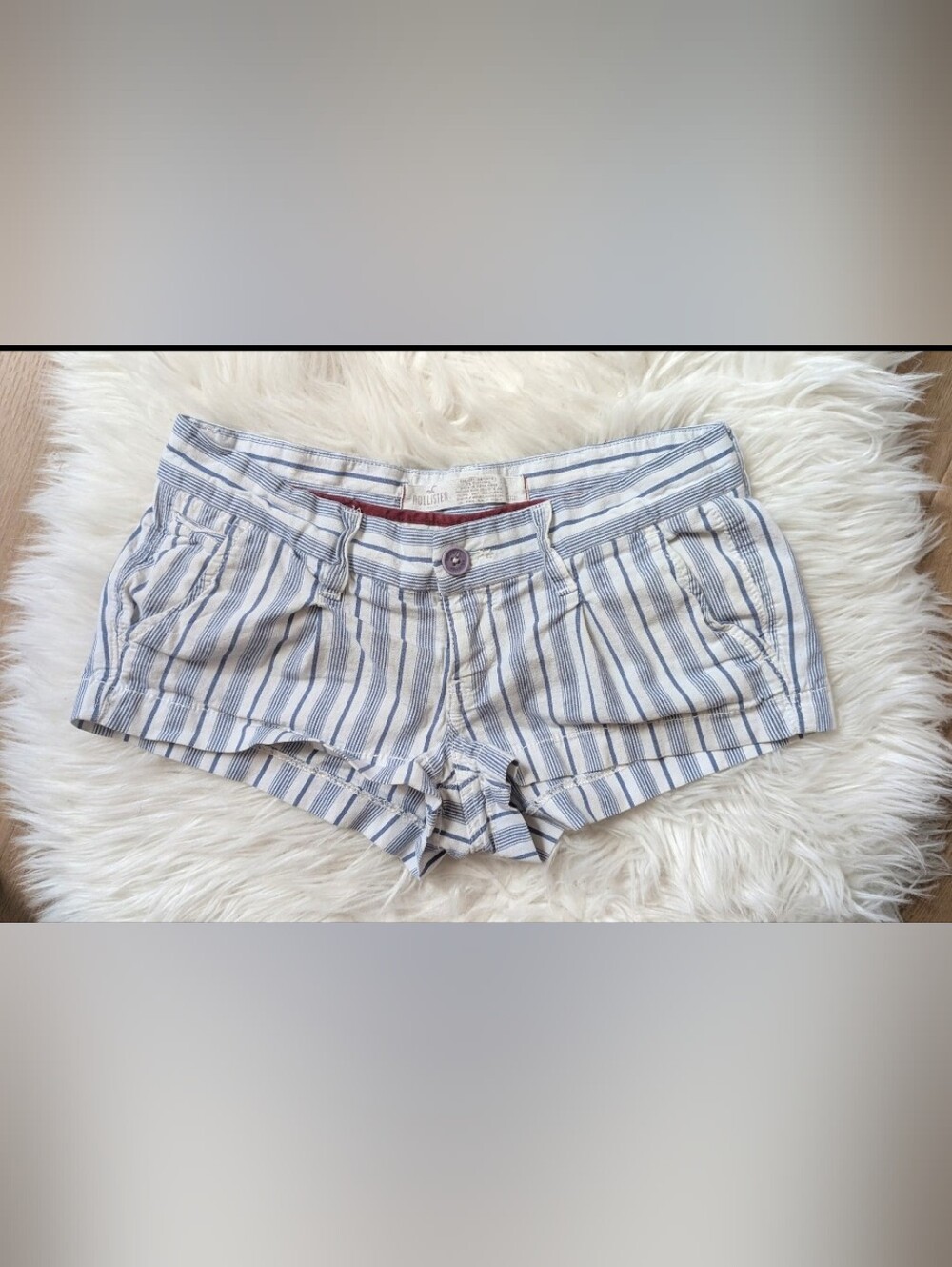 Y2K Hollister Blue White Pinstripe Low Rise Shorts Size 0